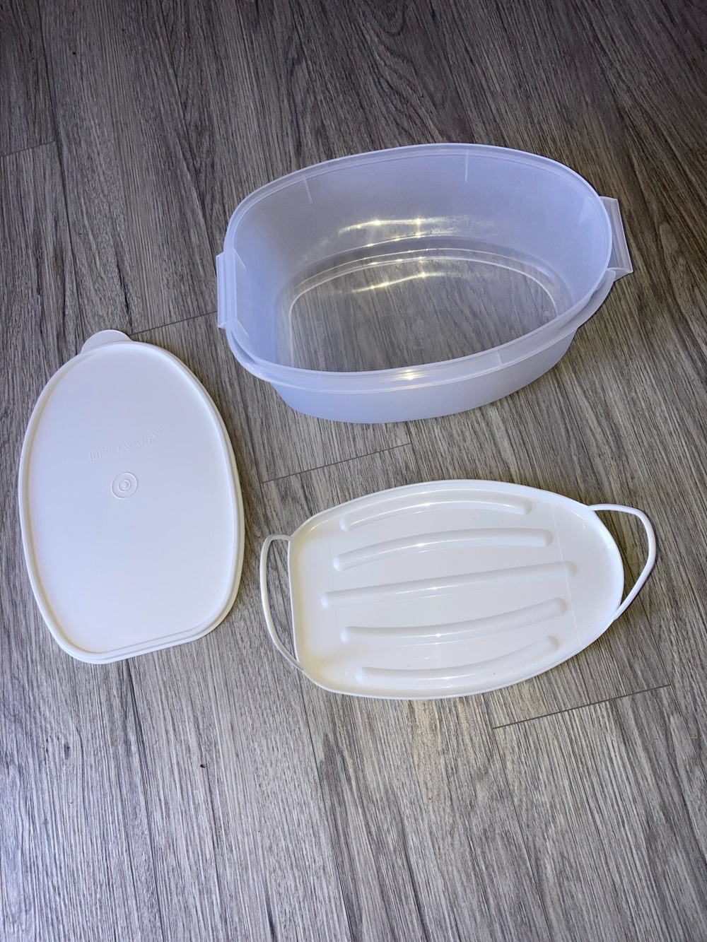 Vintage TUPPERWARE Flavor Saver Roast Ham Keeper 3 Pc Storage 13 x 8 inches